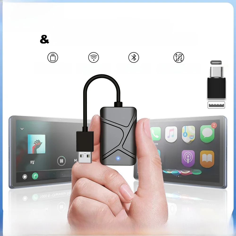 IHeylinkit 2 w 1 Bezprzewodowy Adapter CarPlay Mini Box Android Auto Dongle do radia samochodowego OEM Benz Audi Mazda Kia Toyota VW — 2