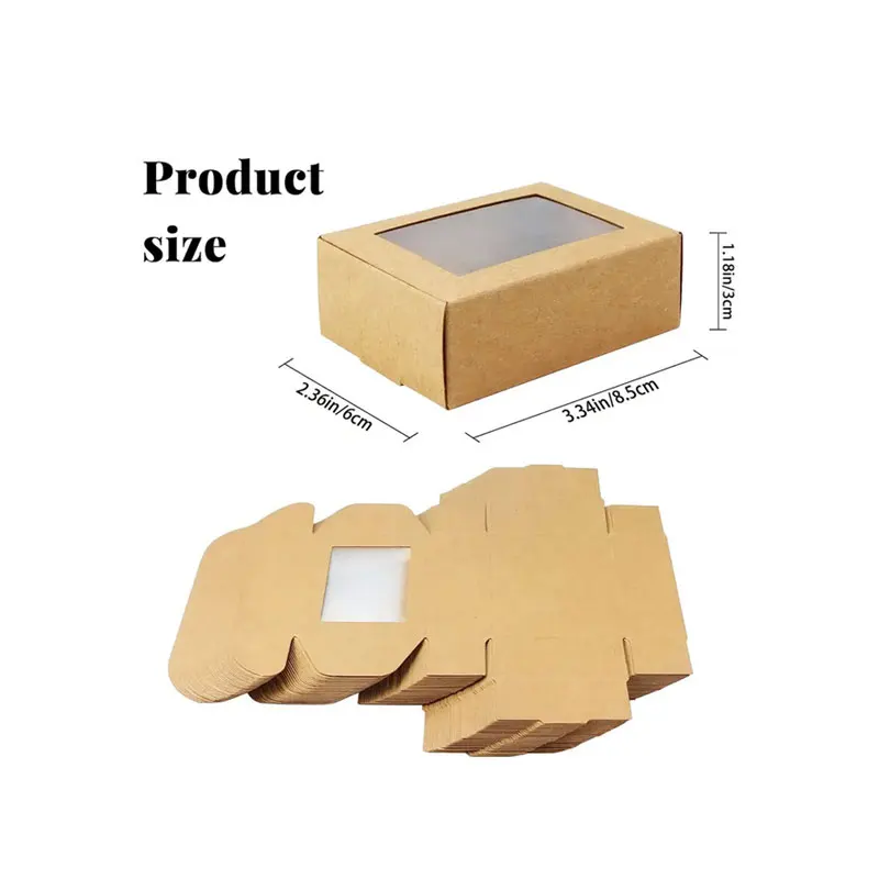 20/30/50Pcs Kraft Paper Candy Box Transparent PVC Window Soap Case Wedding Christmas Baby Shower Chocolate Gift Packaging Boxes