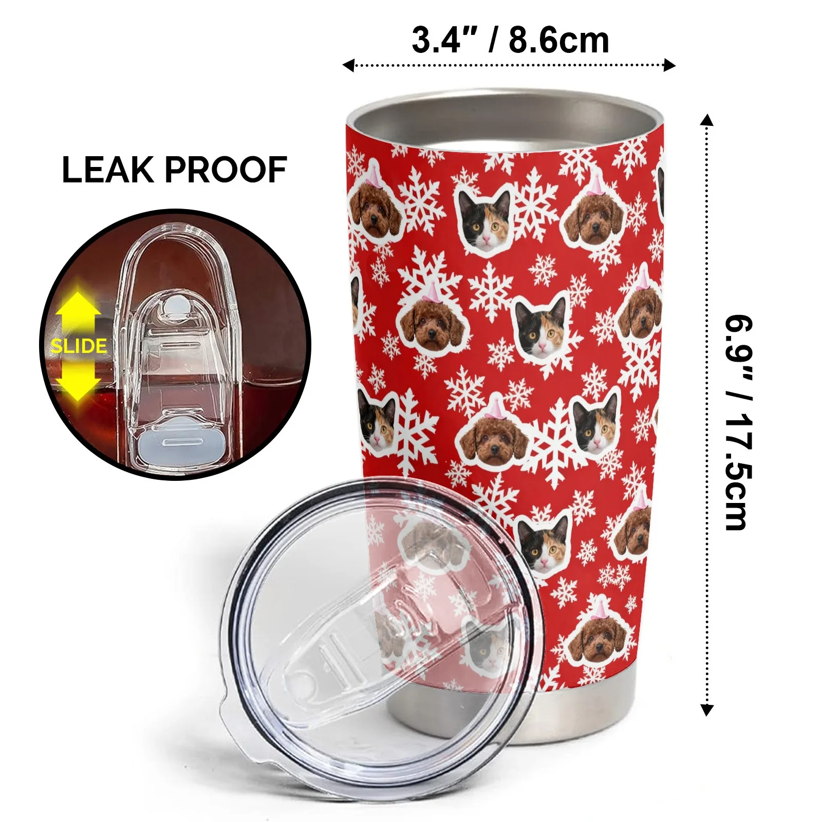 كوب ماء مخصص 20 أونصة مخصص لعيد الميلاد للحيوانات الأليفة معزول كوب شخصي للسفر للكلاب هدايا عيد الميلاد #2