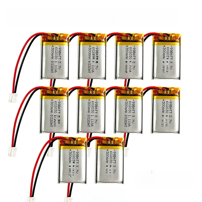 10 szt. Baterii 300mAh 602030 3.7V Litowo-Polimerowe Akumulatory PH2.0mm Lipo do Słuchawek Bluetooth, Głośników, Samowyzwalaczy — zdjęcie produktu 7