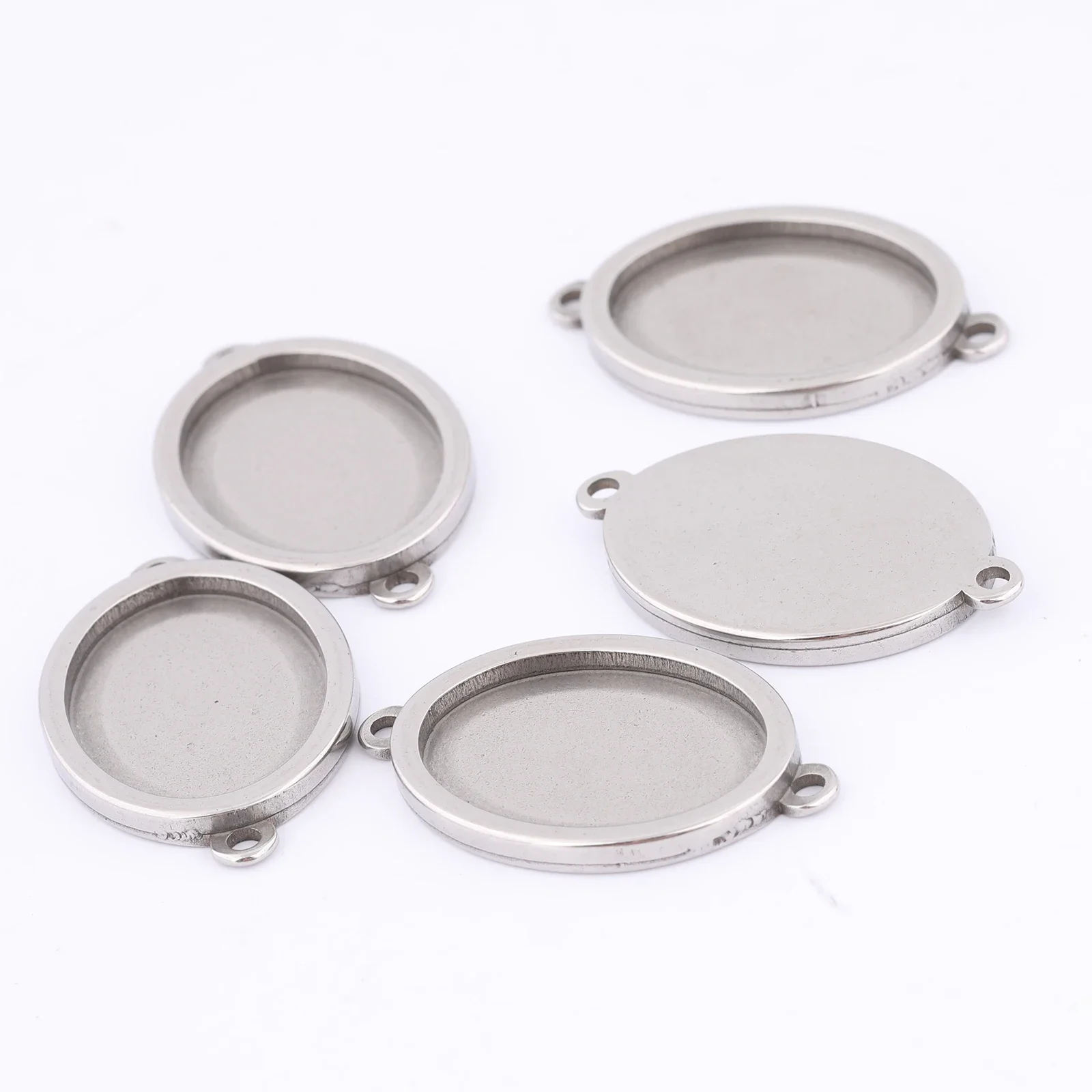 10 sztuk ze stali nierdzewnej owalne 13x18mm Cabochon złącze podstawa ustawienie puste miejsca Diy Bezel taca na bransoletkę naszyjnik tworzenia biżuterii — zdjęcie 2