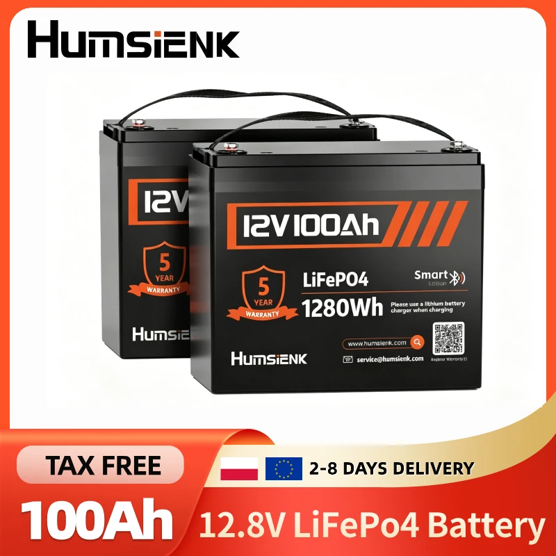 Humsienk 12V 100Ah LiFePO4 Batterie Gruppe 24, Bluetooth Solar Lithium RV Batterie LiFePO4, 15000+ Deep-Cycle RV Batterie mit 100A BMS-Schutz für Wohnwagen, Wohnmobil, Trolling-Motor, Solar