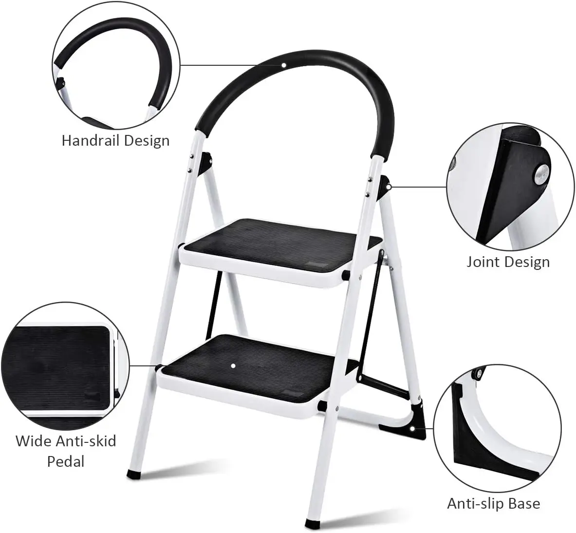 Escada dobrável Step Stool Platform Ferramenta de cozinha em casa Escada multiuso Estrutura resistente Aperto de mão de borracha Pedal antiderrapante