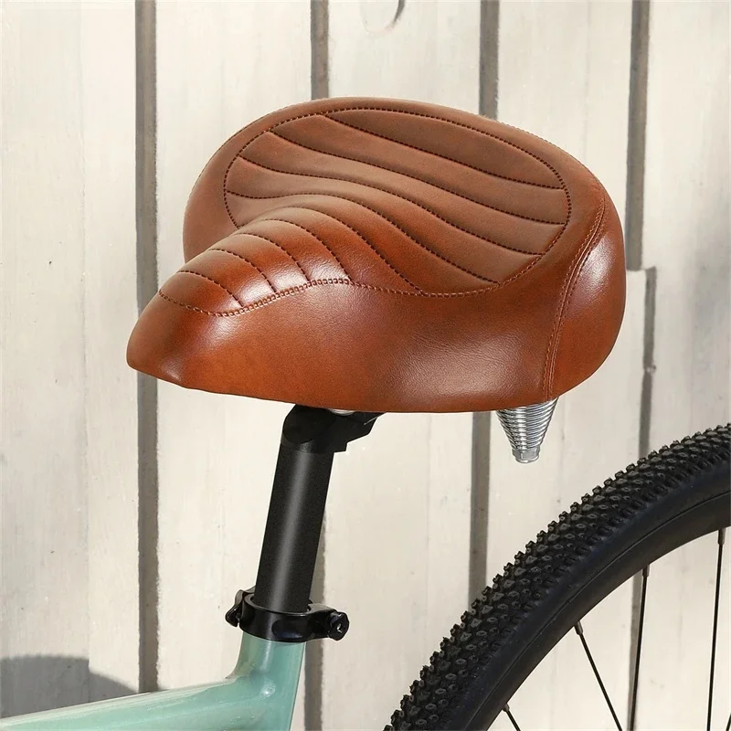 AliExpress UK West Biking WEST BIKING Widen Bicycle Saddle Retro PU MTB Bike Cushion Comfortable Spring Shock Absorption Bike