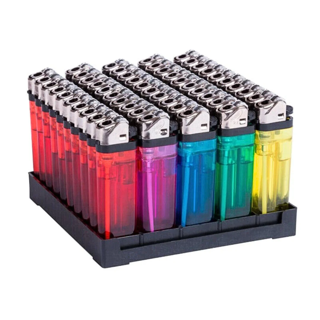 KROWN-lighters box lighters stone Pack 50 colors transparent disposable lighter with display box