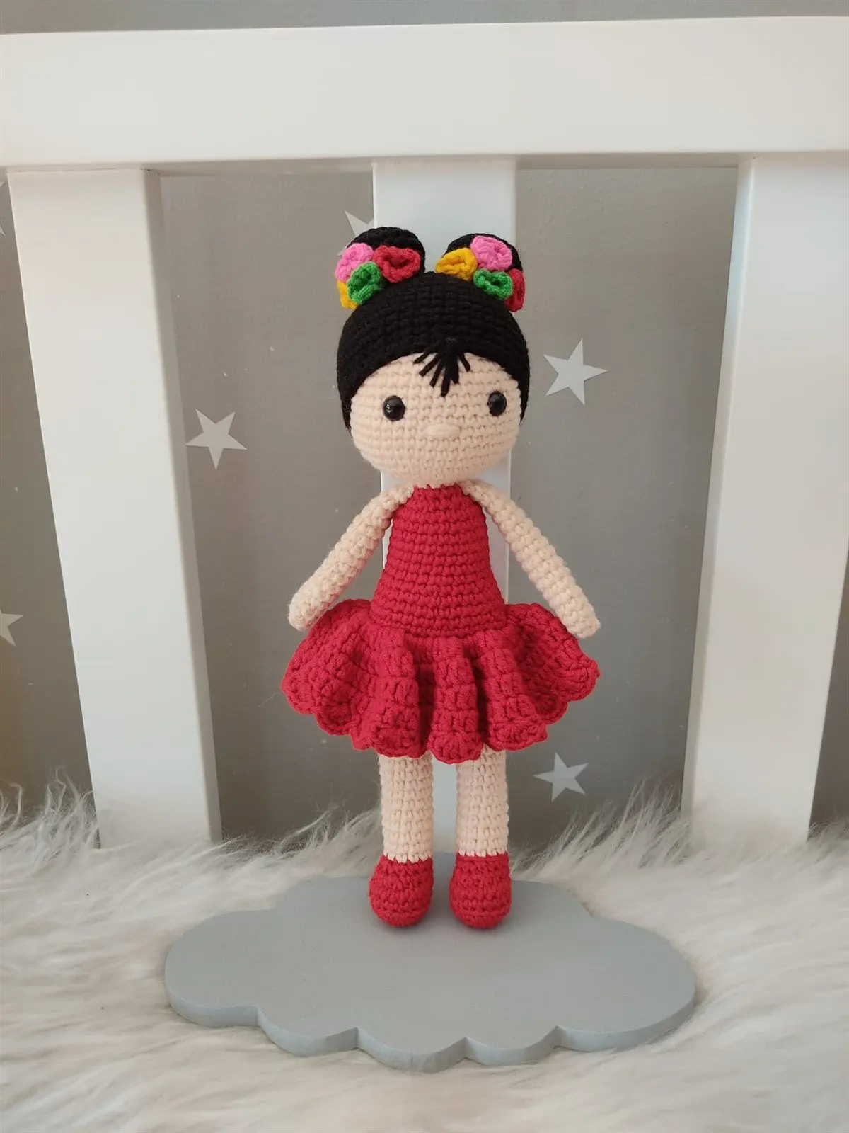 

Handmade Red Dress Princess Amigurumi Toy 24 cm