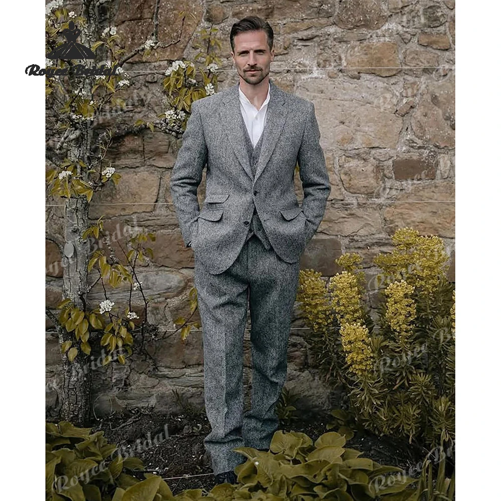 Three Piece Single Breasted Men's Wedding Suit 2026 Notch Lapel Business Evening Suit Customized trajes para hombre