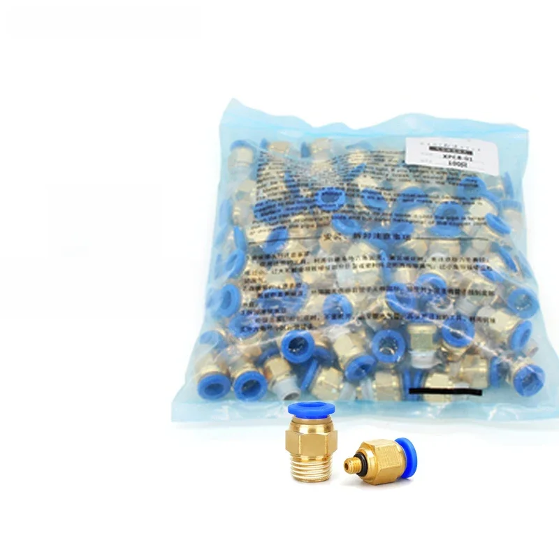 50 sztuk armatura pneumatyczna PC szybkie złącze powietrza PC4-M5 PC6-01 PC6 1/8 "1/4" 3/8 "1/2" gwint męski szybkie łączenie mosiężna złączka — zdjęcie 2