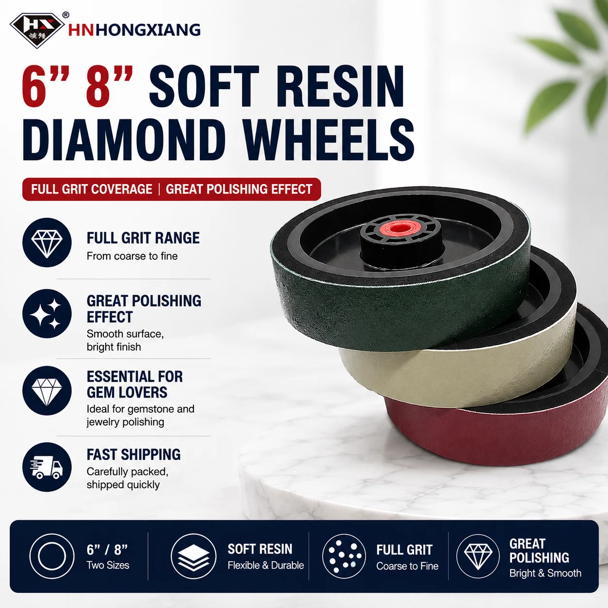 6 Zoll 8 Zoll Diamant-Harz-Nova-Schleifscheibe 8'' Lapidary Diamantschleifscheibenwerkzeuge zum Polieren von Schmuck