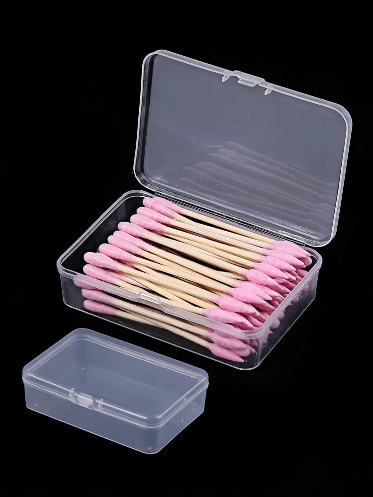Tragbare Aufbewahrungsbox, transparente Reise-Medizinbox, Wattestäbchen-Halter, Schmuck-Organizer, staubdichter Behälter, Zubehör