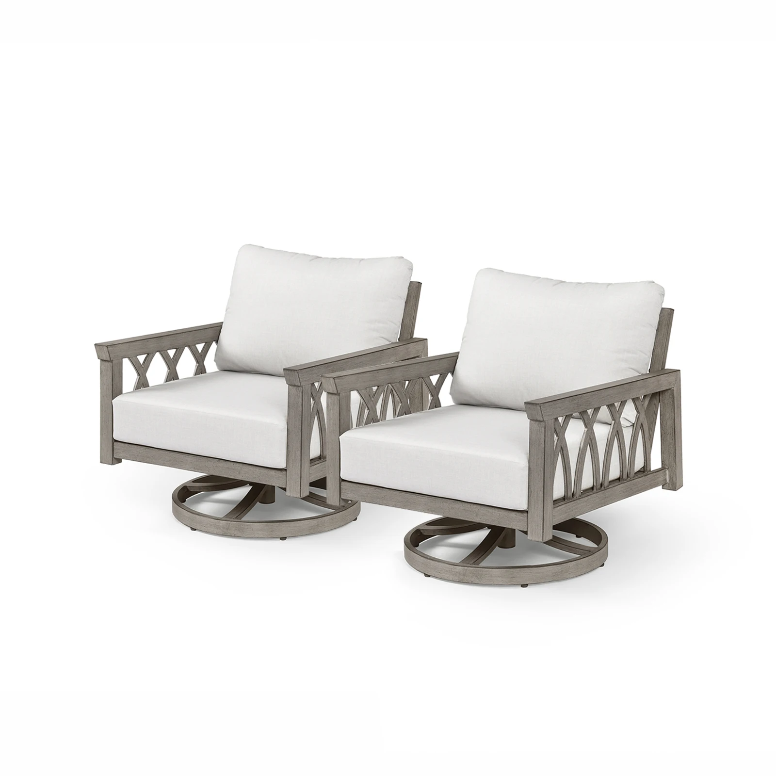 

Комплект вращающихся кресел SeeHill для улицы, 2- вращающиеся алюминиевые стулья для патио с толстыми подушками для террасы и сада