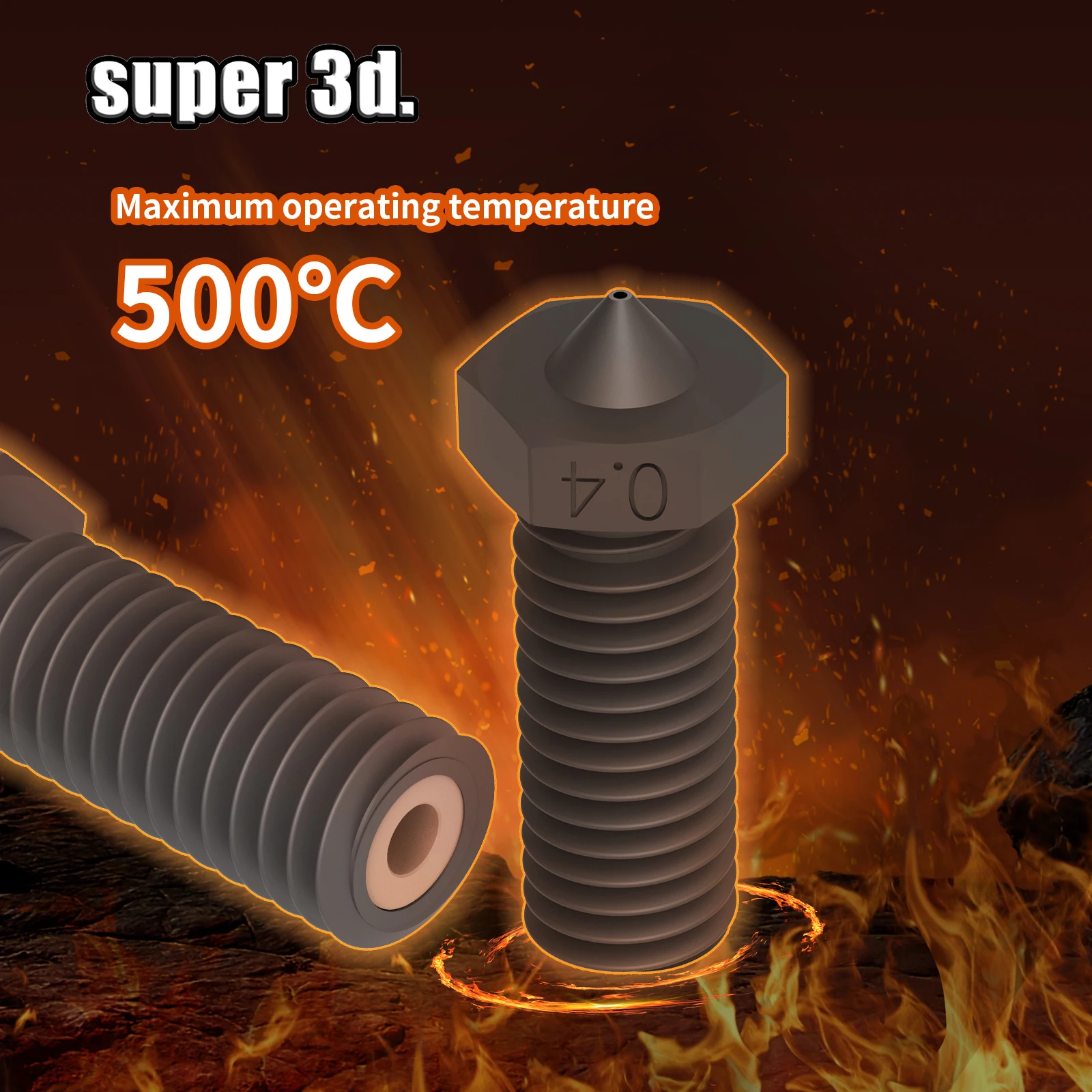 Boquilla de acero endurecido para impresora 3D, boquillas de alto flujo para Ender 3, Artillery Vyper Hotend, 500 °