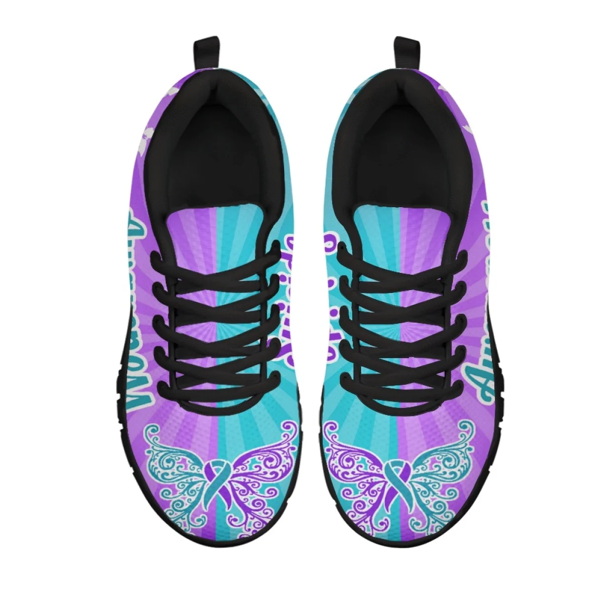 INSTANTARTS Autumn Comfort Sneakers  Autism Awareness Aids Butterflies Design Lightweight Lace-up Flat Shoes Classic Sport Shoes