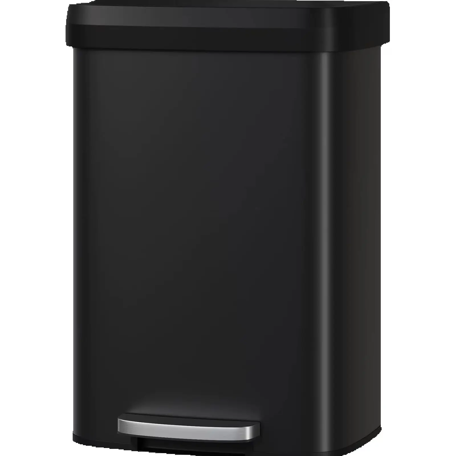 Garvee 50 L Metall-Mülleimer mit Deckel, großer Abfalleimer für die Küche, rostfreier Metall-Abfalleimer mit Fußpedal, Einsatzrand, hinterem Griff und sanft schließendem Kunststoffdeckel, Mattschwarz
