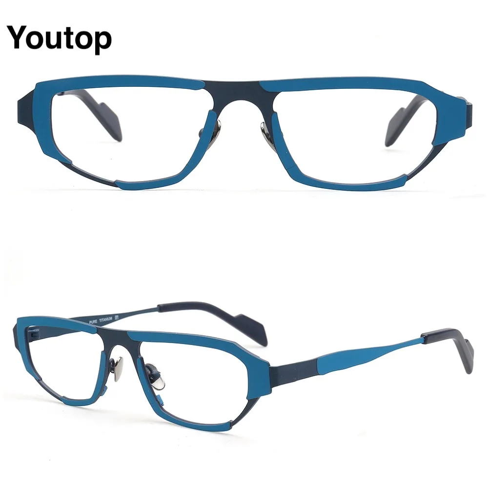 Modern Men Square Titanium Glasses Frames Vintage Rectangle Retro Prescription Eyeglasses Geometric Optical Eyewear Irregular