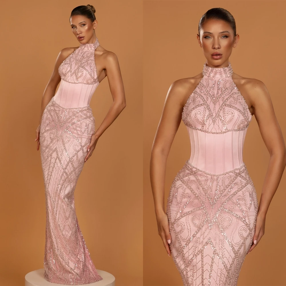 

Customized Exquisite Mermaid Evening Dress and Elegant Satin Cocktail Dress and Temperament Halter Special Occasion Gowns