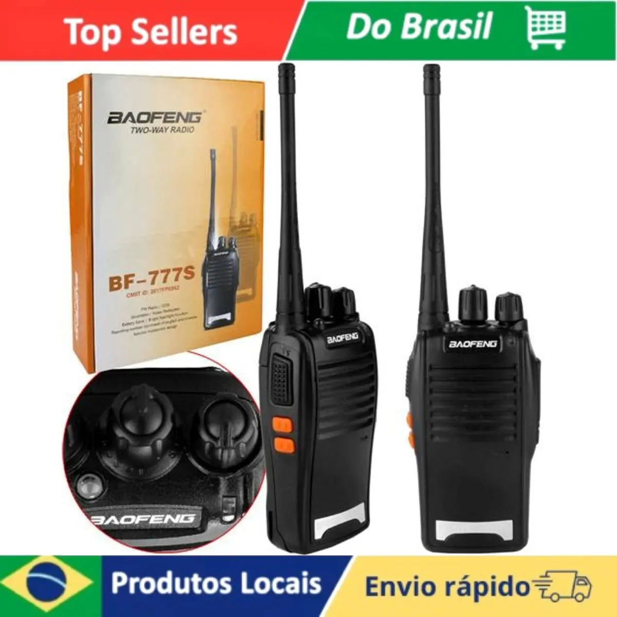 2 rádios comunicadores Walk Talkprofissional baofeng Bf-777s com fone de ouvido ouvido-1 caixa 2 Unidades