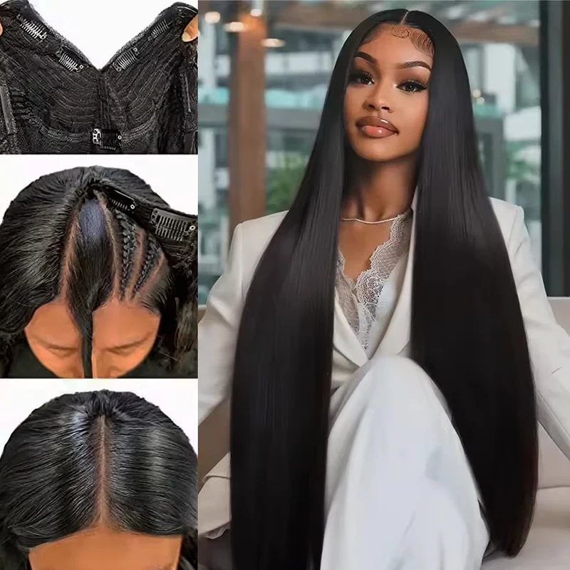 230 Density Straight V Part Human Hair Wigs Straight Hair Wig  Human Hair V part Human Hair Head Clip In Halr Wig For Women