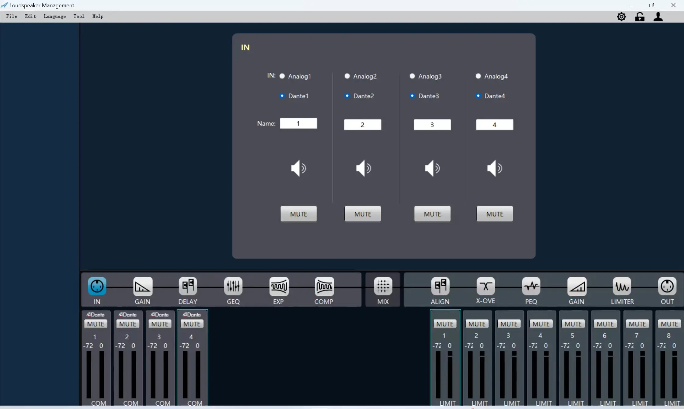 Paulkitson Professioneller Audioprozessor, 4 Eingänge, 8 Ausgänge, mit Dante-Netzwerk, DPS, digitaler Audioprozessor für Lautsprechermanagementsystem – Detail 4