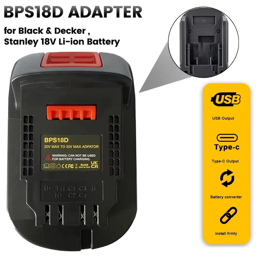 

Подходит для аккумуляторной батареи Black Decker 18–20 В, который можно использовать для портативного адаптера Dewalt Power Tools BPS18D применим