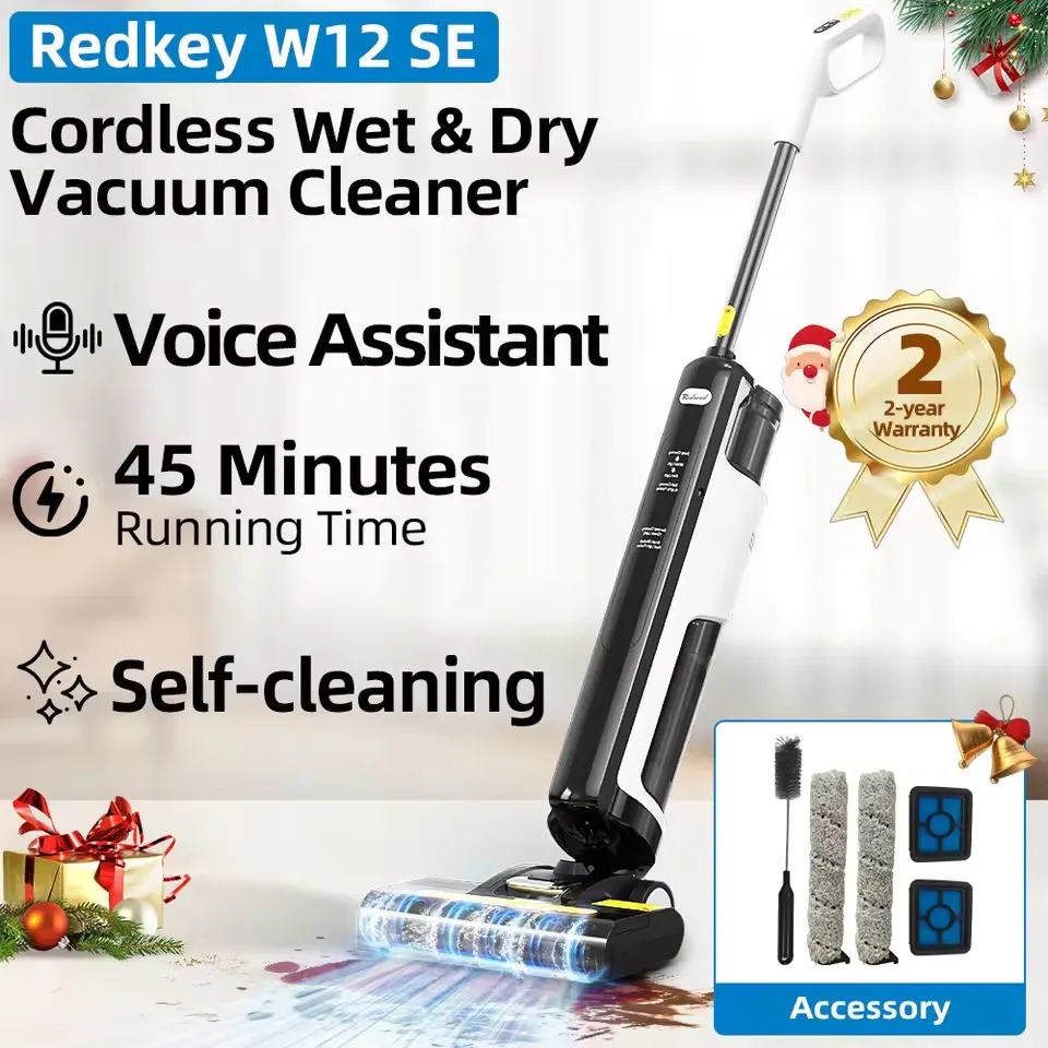 W12 SE Cordless Wet Dry Vacuum Cleaner Multi-Surface Smart Wireless Vacuum Floor Washer Self-Cleaning Drying for Home