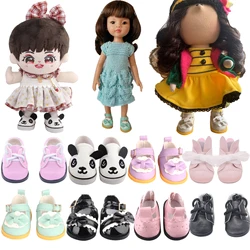 5 cm Panda Bow Leather Doll Shoes For Russia,Lesly,Lisa,Nancy Dolls Mini Doll Accessories Boots For American 14 Inch Girl Doll