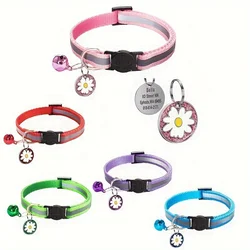 Collar antipérdida reflectante para gatos con placa grabada y campana