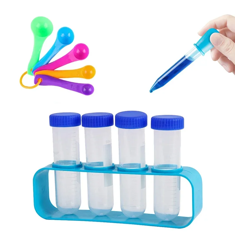 Jouets d'apprentissage de la motricité Fine, Tubes à essai Jumbo pour sciences primaires, compte-gouttes, entonnoir, cuillère à mesurer pour enfants, éducation précoce