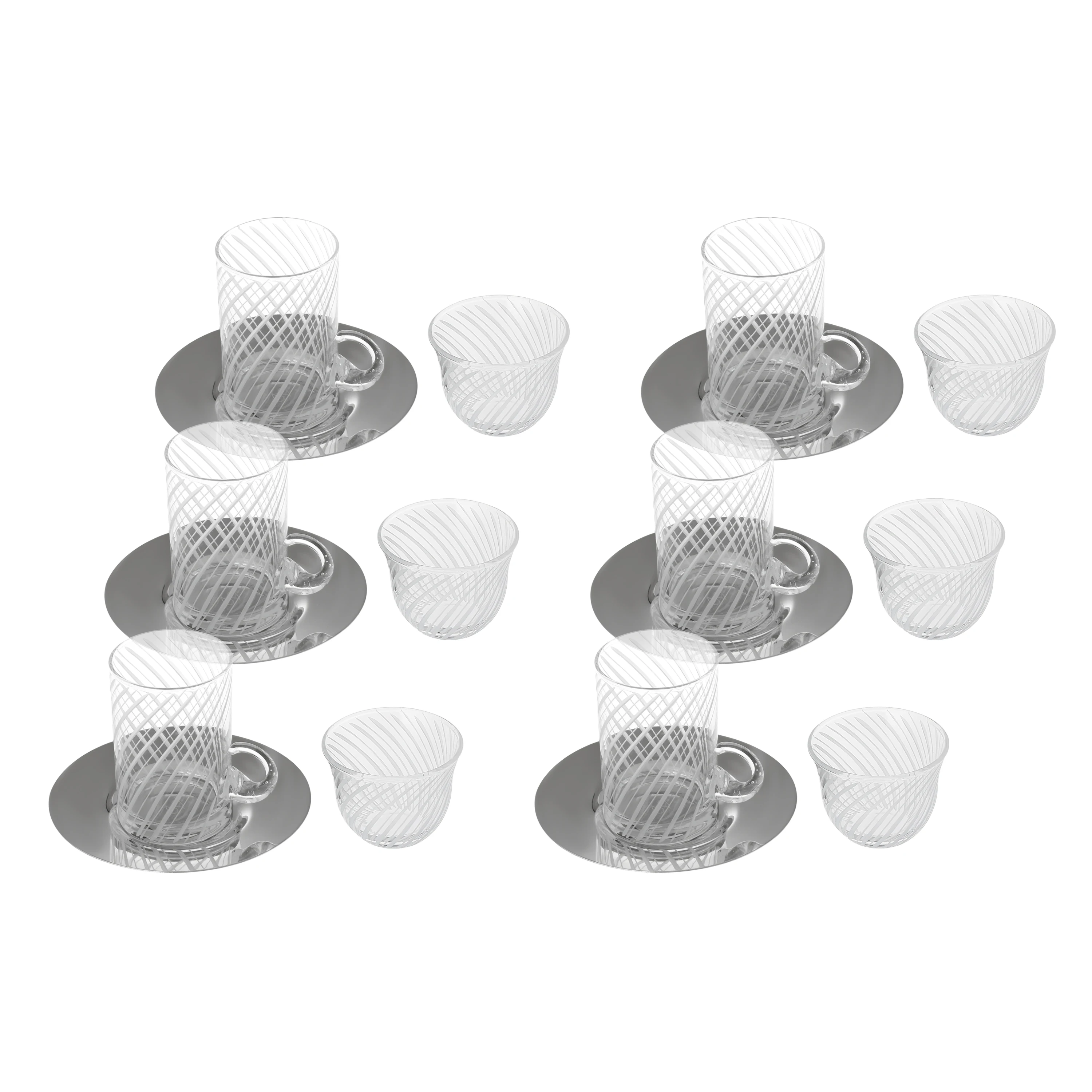 

Premium Crystal Turkish Tea Glass Set, 18 Pcs With Saucer, Housewarming, Weddings, Anniversary (Transparent)