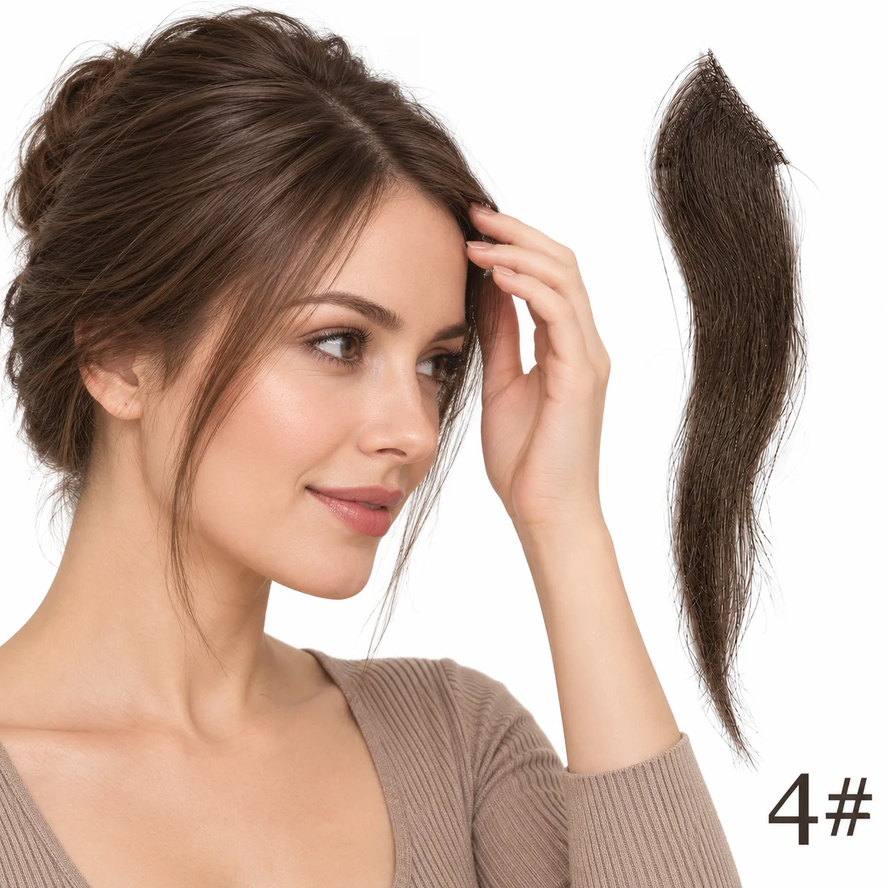 3x3cm Triangle Human Hair Topper Ultra-Thin PU Base Invisible Hairpiece for Thinning Hair Hairline and Daily Wear