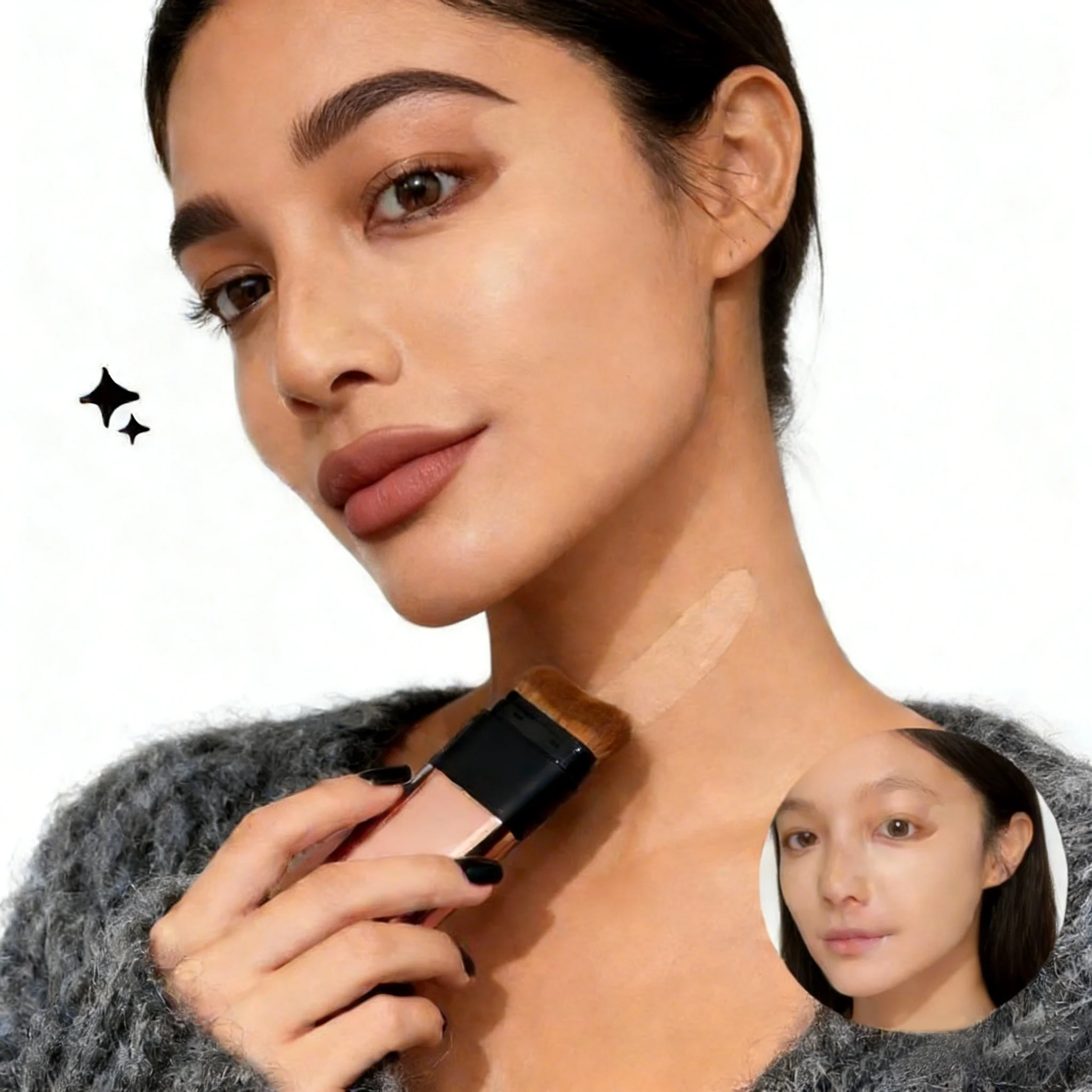 Fondotinta in stick opaco, fondotinta in stick effetto cancellatore, impermeabile, a lunga tenuta, controllo dell'olio, coprente, per una pelle liscia, per tutti i tipi di pelle