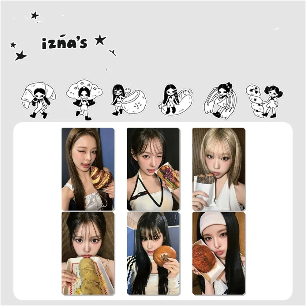 IZNA Character Props Bread Photocard High Quality INS Style Double Sides Printing LOMO Card JIYOON KOKO SARANG JUNGEUN Fans Gift