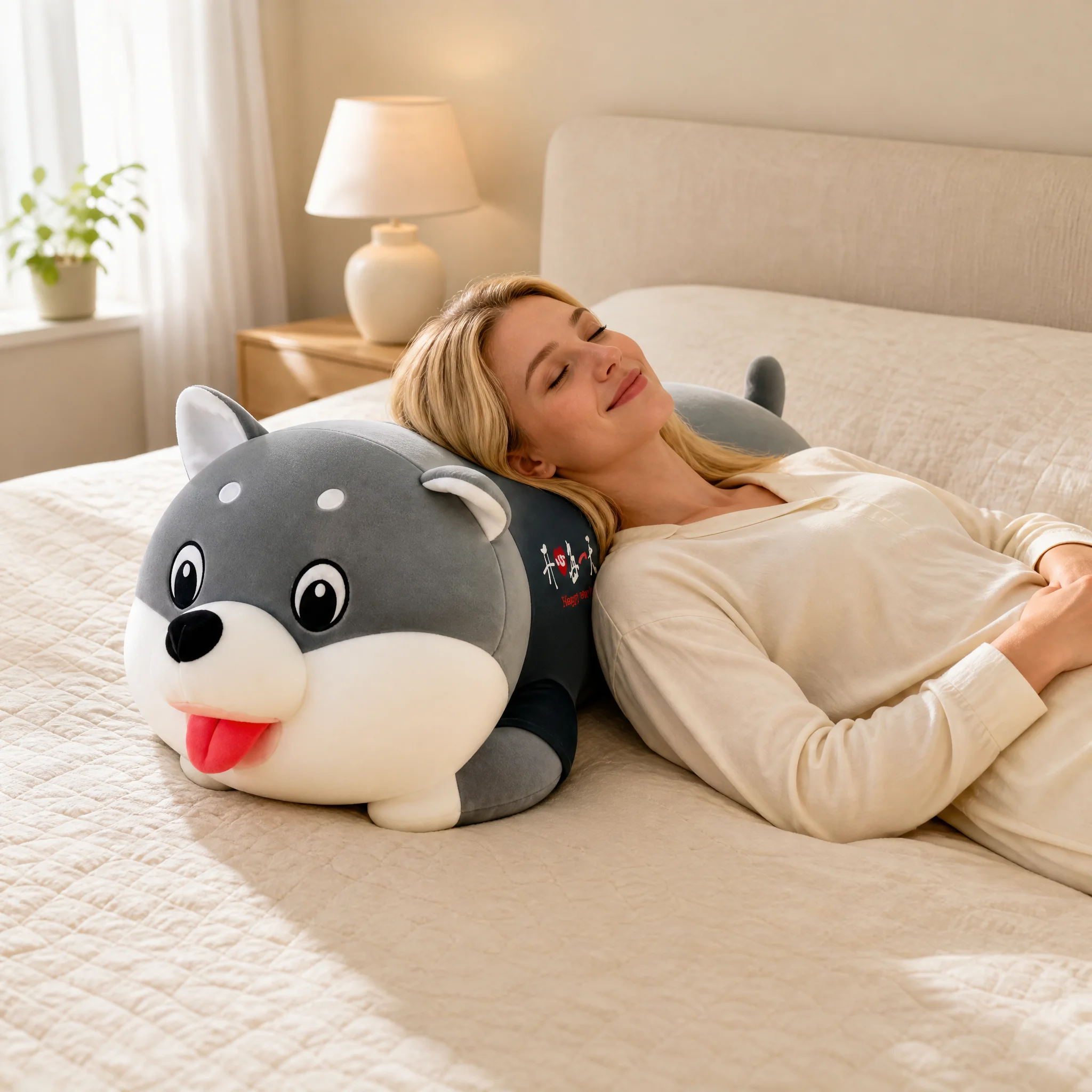 Cuscino in peluche a forma di Shiba Inu, extra lungo, 105 cm, morbido, ideale come cuscino per il corpo, perfetto come regalo di compleanno o per San Valentino.