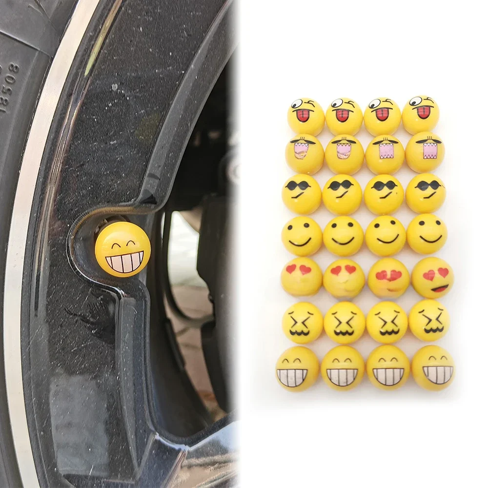 AliExpress 4PCS/set Cute Smiley Wheel Tire Valve Caps Theftproof Tyre Valve Stem Covers For Universal Car Motorcycle Bike Dust Caps Tools