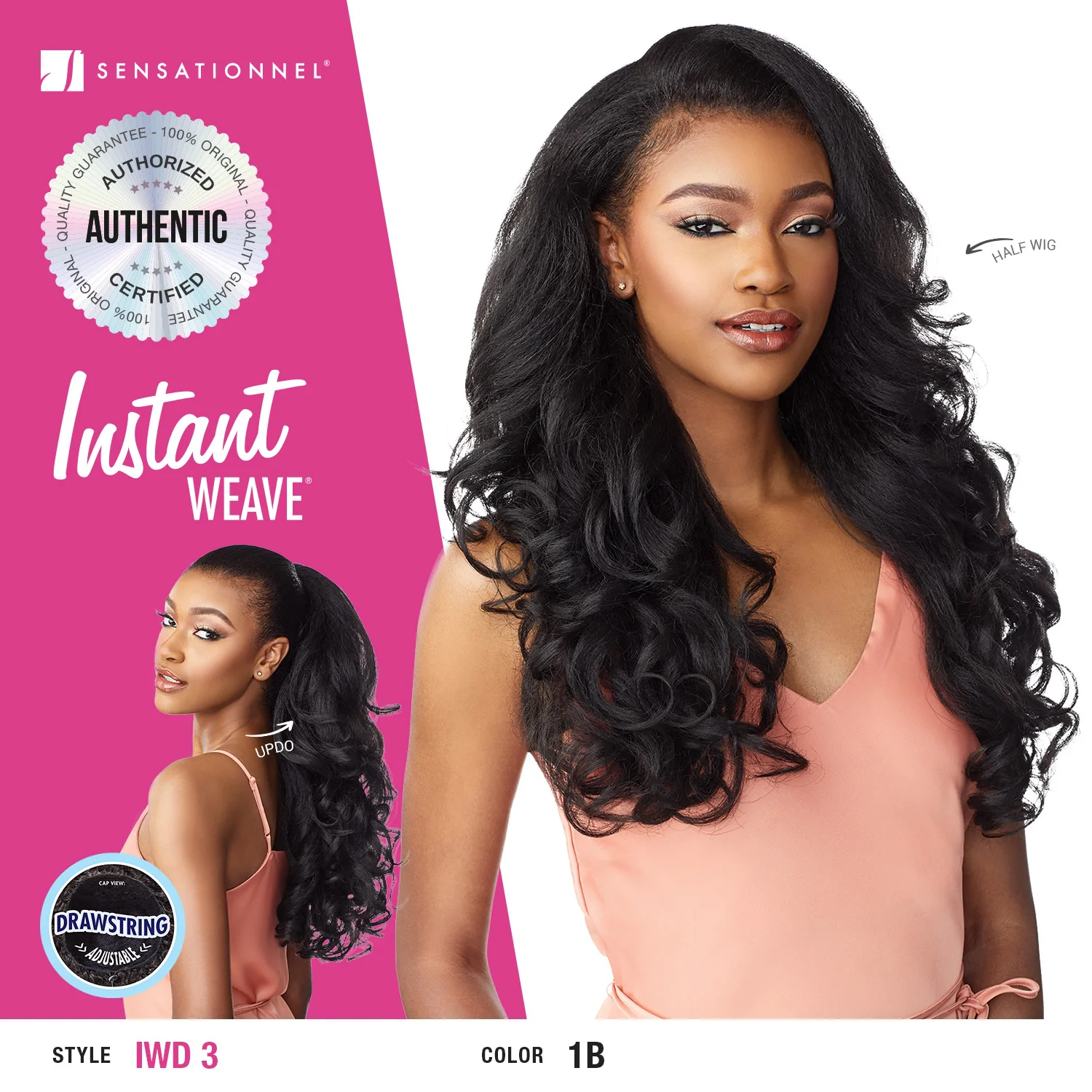 Sensationnel Half Wig Instant Weave Drawstring Cap IWD 3 – Quick Style, Easy Application, Natural Look