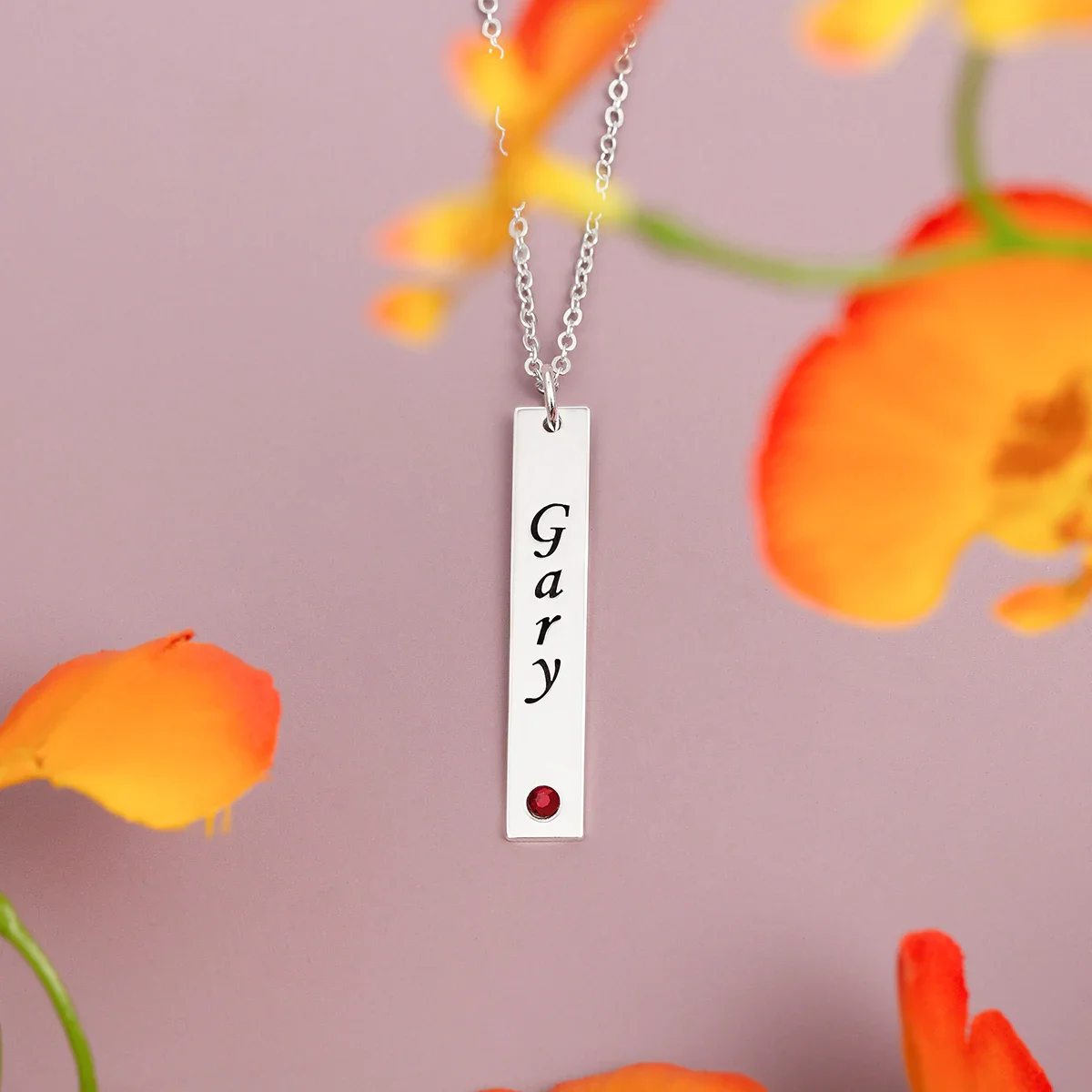 

Personalized Minimalist Style Name Bar Necklace With Birthstone Custom Engraved Any Name Pendant Necklaces Jewelry For Women