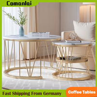 Comanlai Nesting Tables Set of 2,Round Coffee Tables Marble Veneer Sofa Side Tables for the Living Room,Balcony,Office