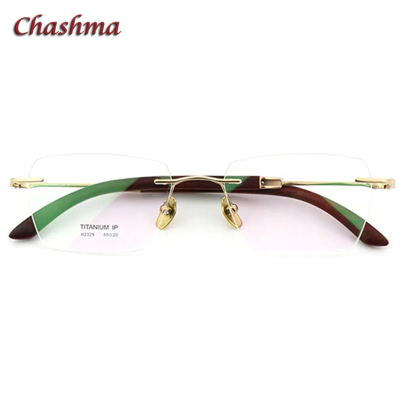 Chashma Top Quality Pure Titanium Glasses Light Frame Men Optical Eyewear Rosewood Temple Elegant Prescription Women Spectacle