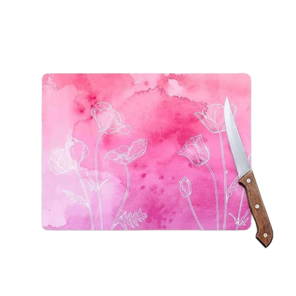 Glass Cutting Board Antibacterial Glass Cutting Board Pink Cloud Looking Heat Resistant Cutting Plate Design Kitchen 20x30 Cm