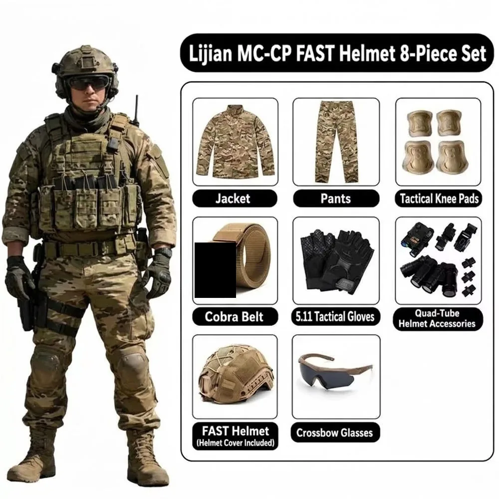 QX Tactical Kids Camouflage Uniform Outdoor Combat Suit Long Sleeve Clothing Set Children Camping Training Hunting Accessories