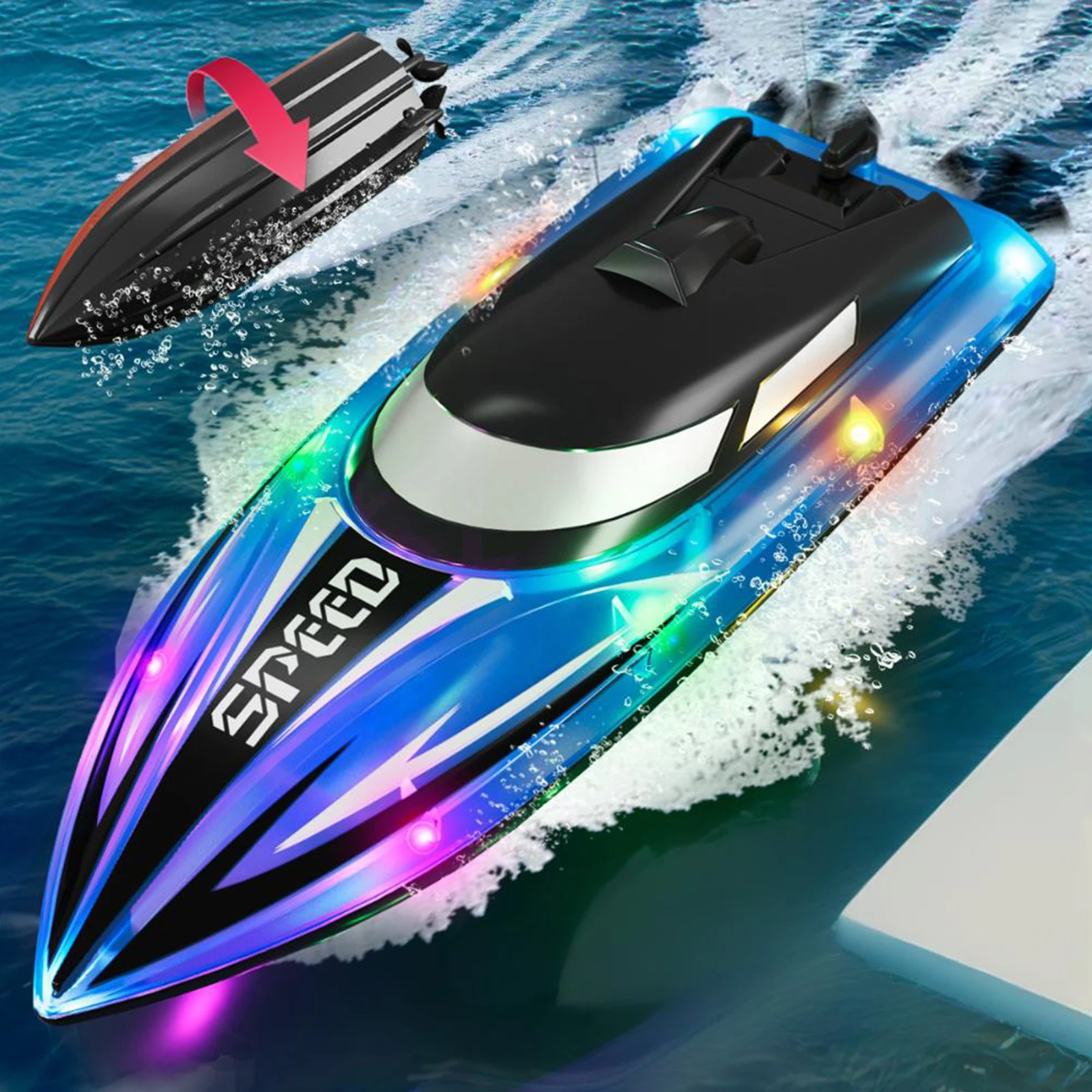 Speed RC Race Boat Hull Lighted Decorative Funny Toys for Park Birthday Racing Park Boat Water Run Fast RC Boat Gift