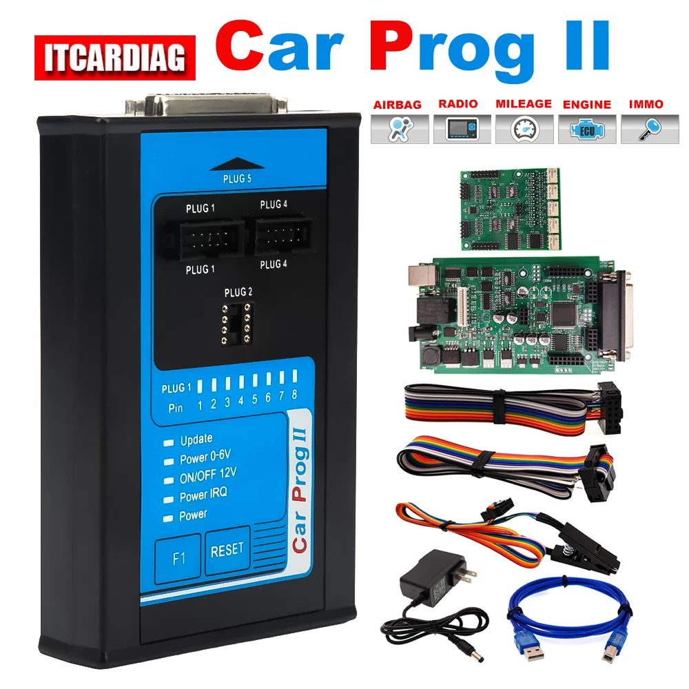 Car Prog II Carprog2 Full Set MCU ECU Programmer Carprog 2 V8.28 for Eeprom OEM SRS CRASH DATA Airbag Radio IMMO Mileage Tool