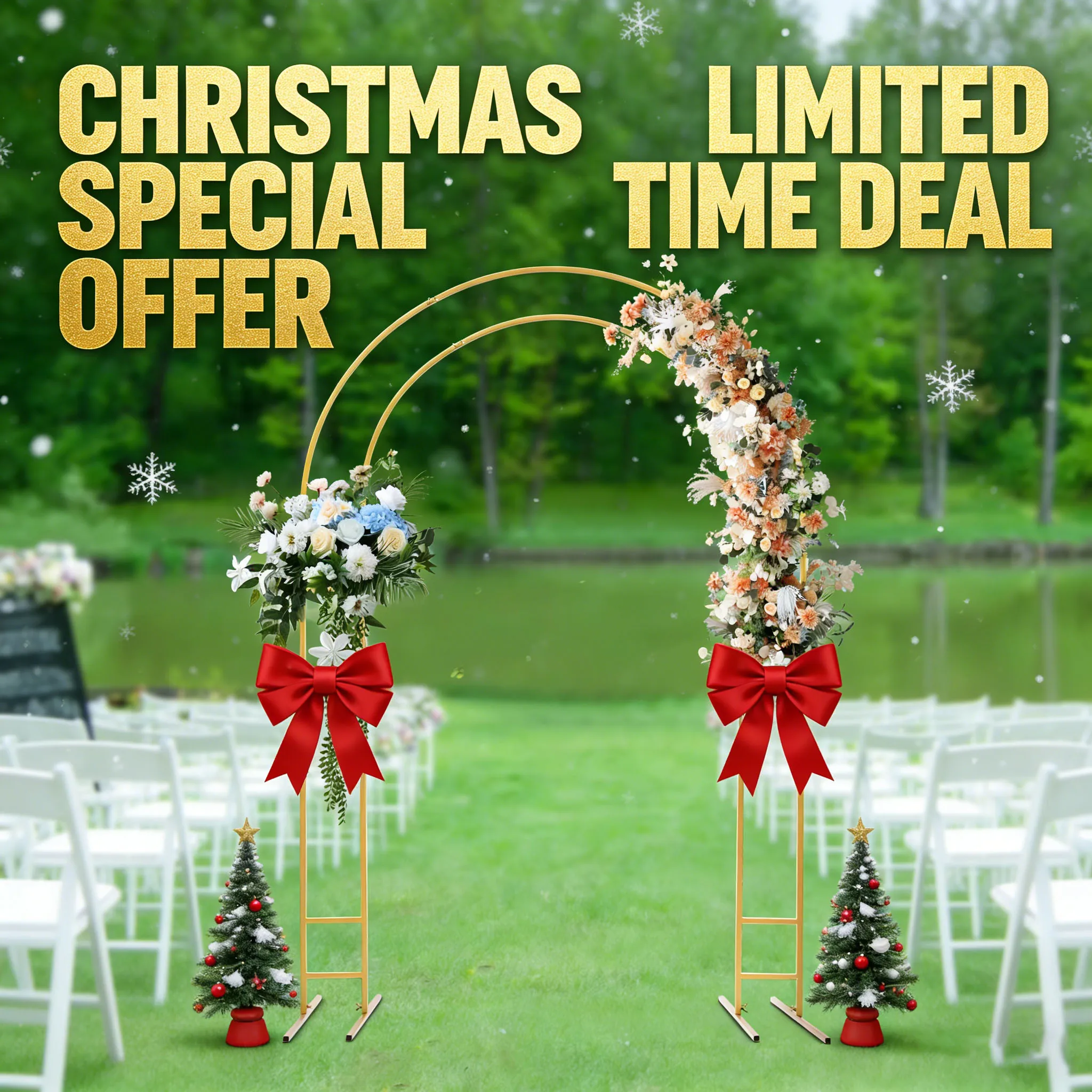 

7.2ft Metal Wedding Arch W/ Base, Balloon Arch Backdrop Arch Stand for Wedding, Garden, Yard, Party, Christmas Decoration