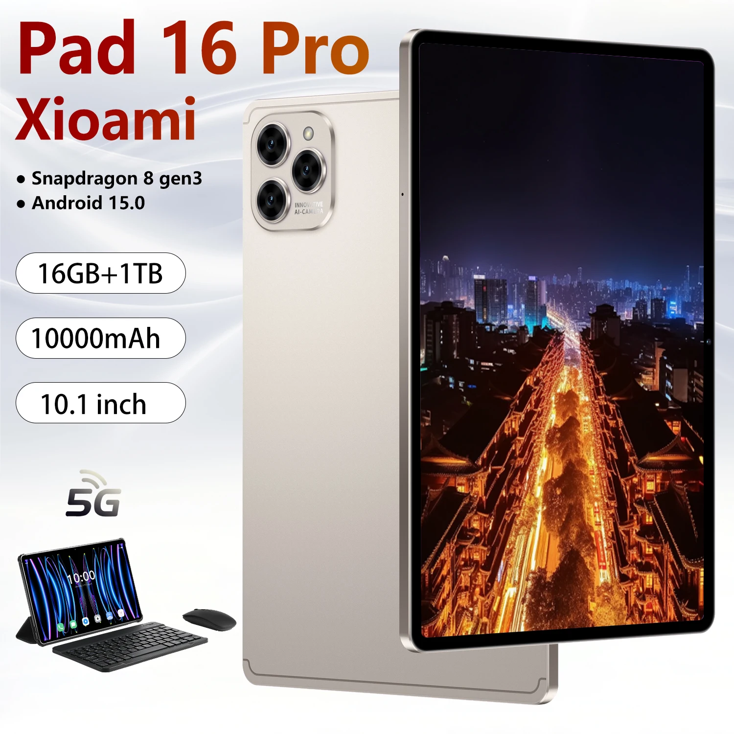 

New Hot Original Pad 16 Pro Global Version Tablet 10.1inch HD Android 15 16GB+1TB 10000mAh 5G Dual SIM WiFi GPS Tablets
