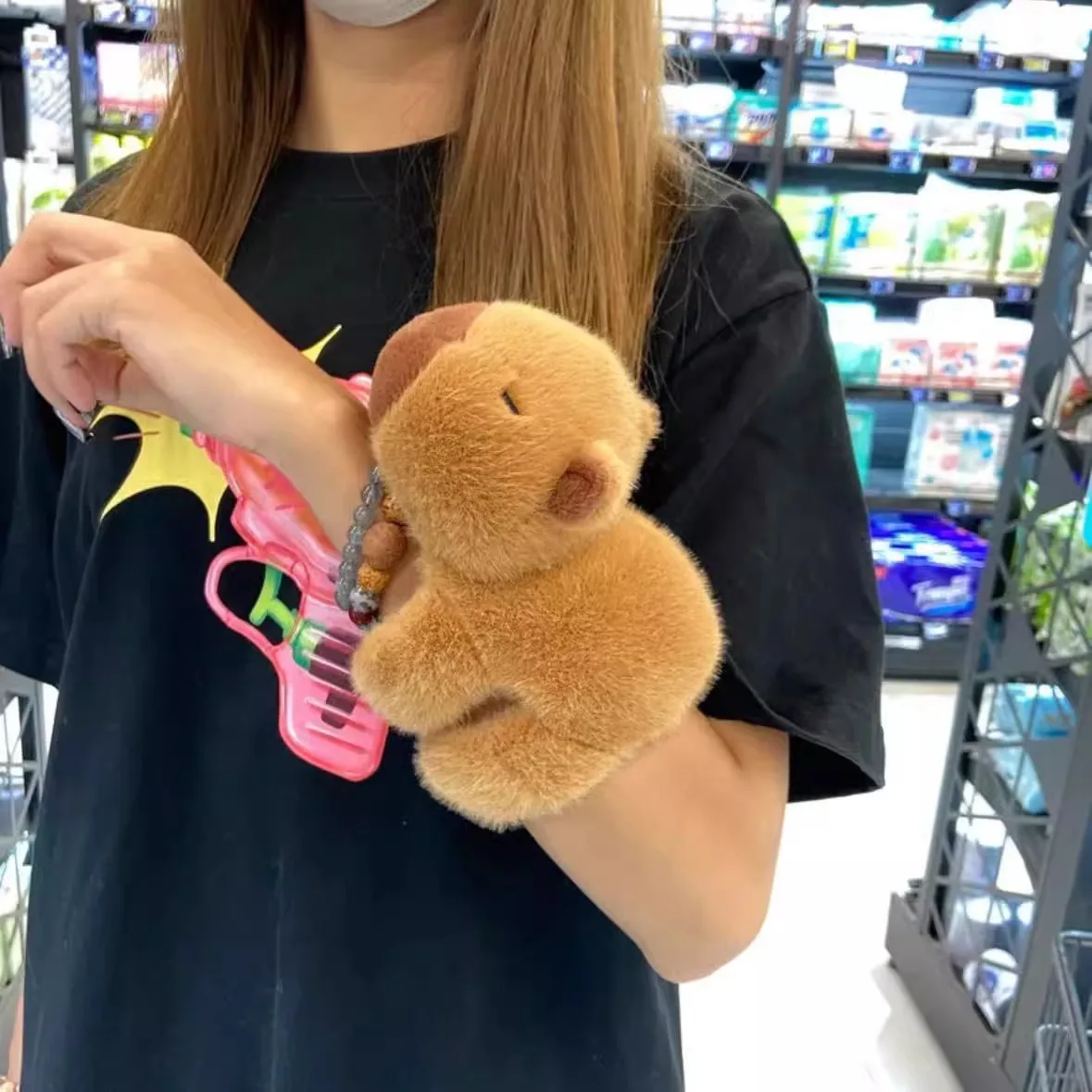 New Lovely Kawaii Capybara Animal Slap Snap Wrap Wristband Bracelet Capybara Plush Hand Ring Wristband Kid Toys Birthday Present image 4