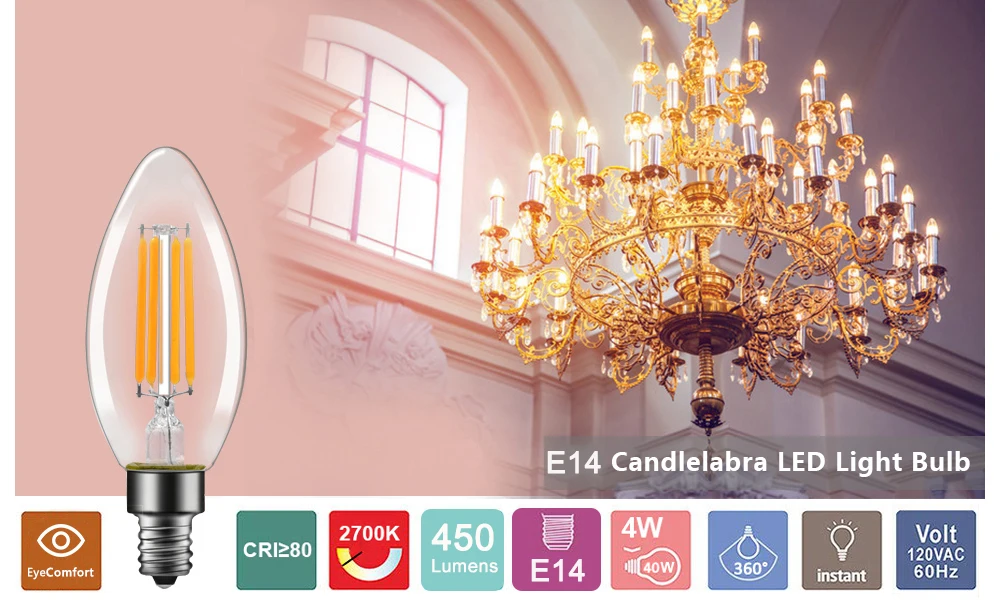 C35 Kerze Led-lampe E14 Kandelaber Basis 4W 6W Dimmbare Edison Glühbirne 2700K Warm Kalt Weiß 6000K Kronleuchter Ersatz Lampe – Detail 14