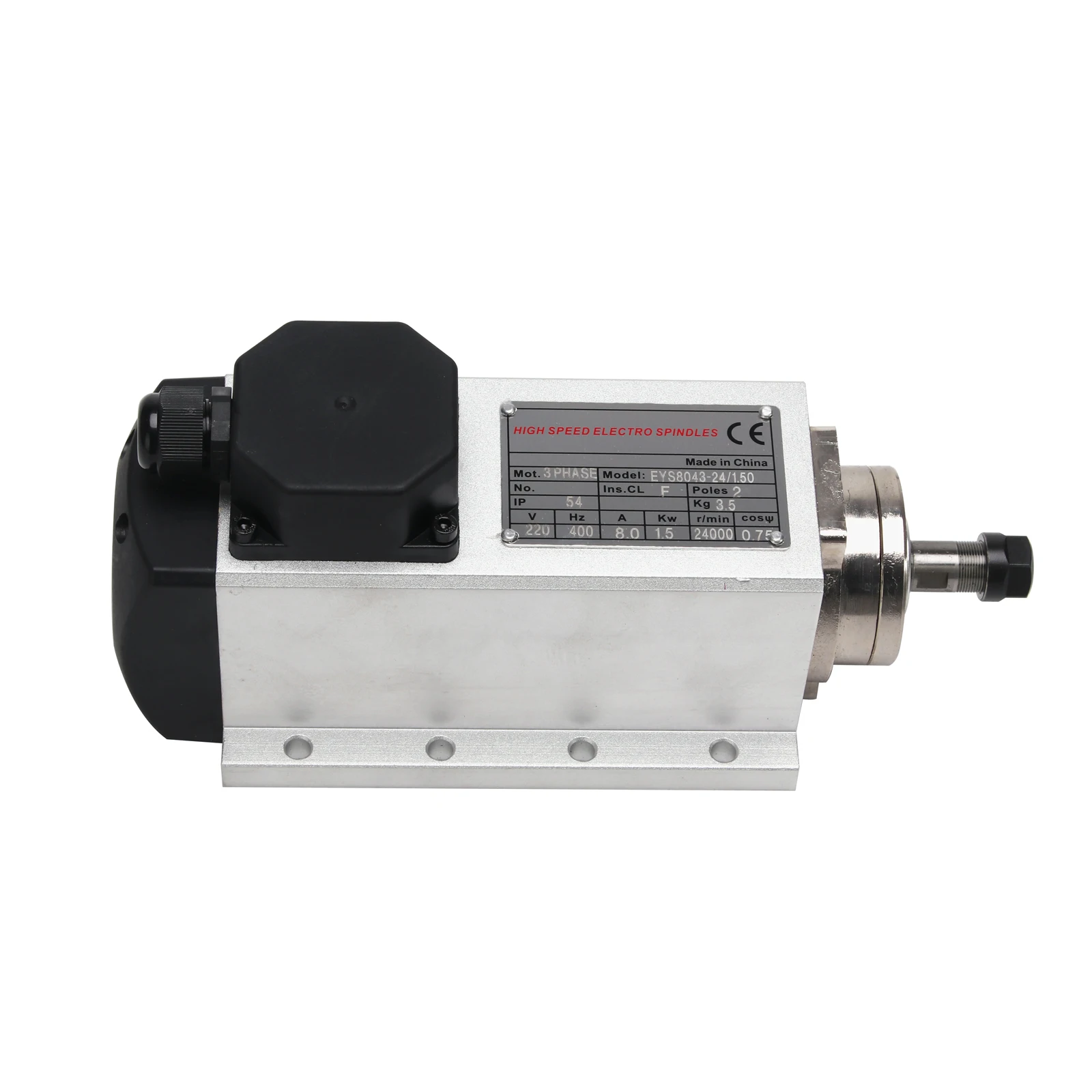 1.5kw ER11 Air Cooled Square Spindle Motor 220V/110V Four Bearings CNC Machine Tool Spindle for Milling.