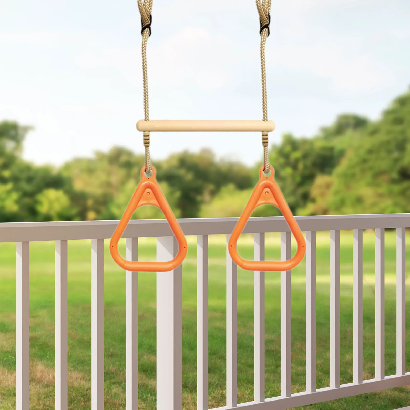 

Gymnastics Rings Pulling Rings Adjustable Non Slip Handles for Children's Indoor Outdoor Physical Training Bar Attachment