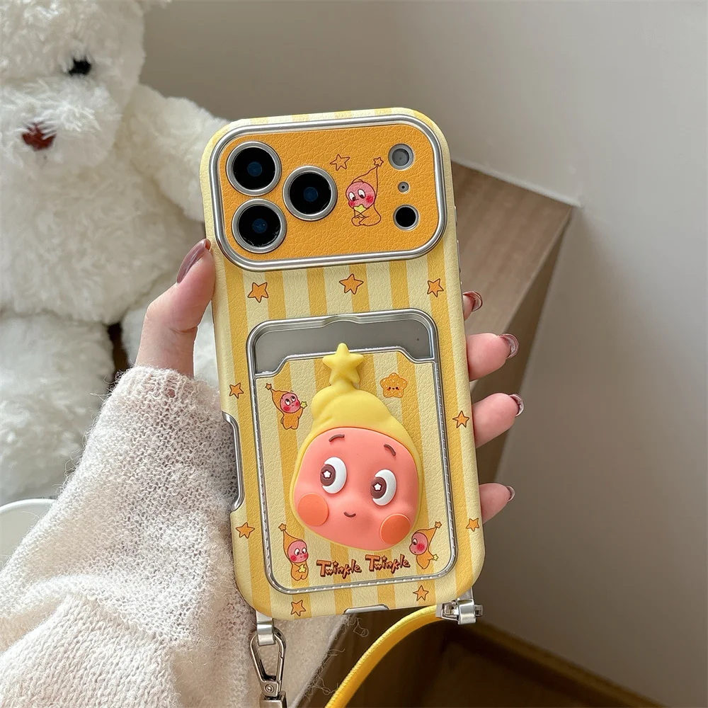 

New cute cartoon striped star girl wristband suitable for iPhone 17 Pro, 13, 14, 15, 16 Pro Max, with drop protection