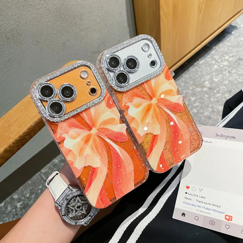 

Creative personalized bow phone case for iPhone 17 16 ProMax 14 15 Pro fundas Korean INS fashion new shockproof protective cover